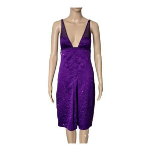 Victoria's Secret Very Sexy Purple Satin & Mesh Plunge night gown size XS